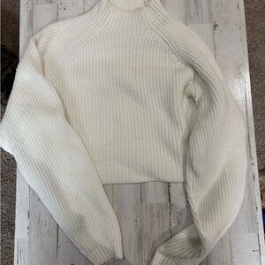 Hollister White Cowl Neck Sweater with Ribbed Texture